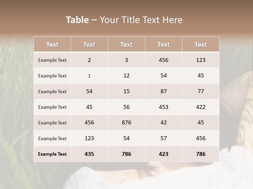 Beautiful Girl Lying Down Of Grass. Copy Space PowerPoint Template