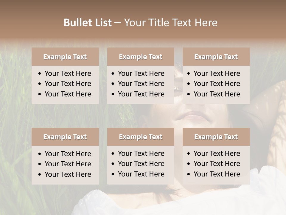 Beautiful Girl Lying Down Of Grass. Copy Space PowerPoint Template