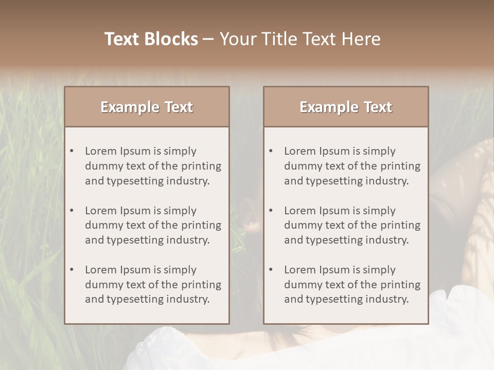 Beautiful Girl Lying Down Of Grass. Copy Space PowerPoint Template