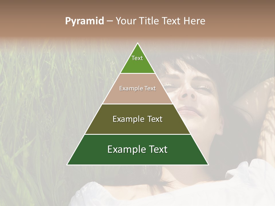 Beautiful Girl Lying Down Of Grass. Copy Space PowerPoint Template