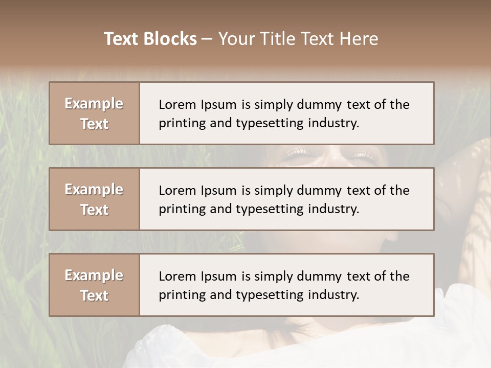 Beautiful Girl Lying Down Of Grass. Copy Space PowerPoint Template