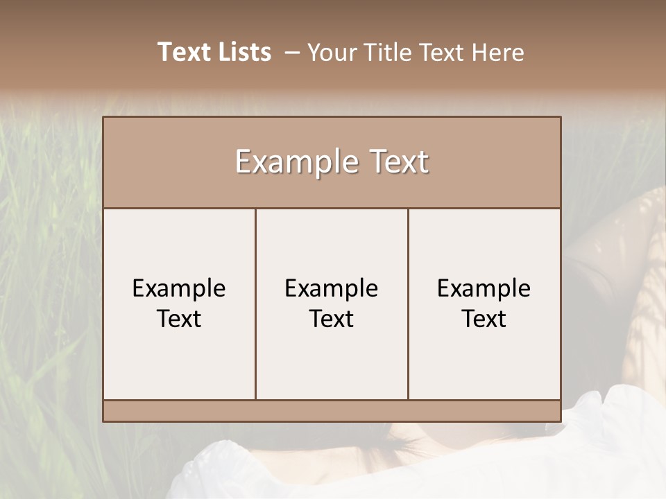 Beautiful Girl Lying Down Of Grass. Copy Space PowerPoint Template