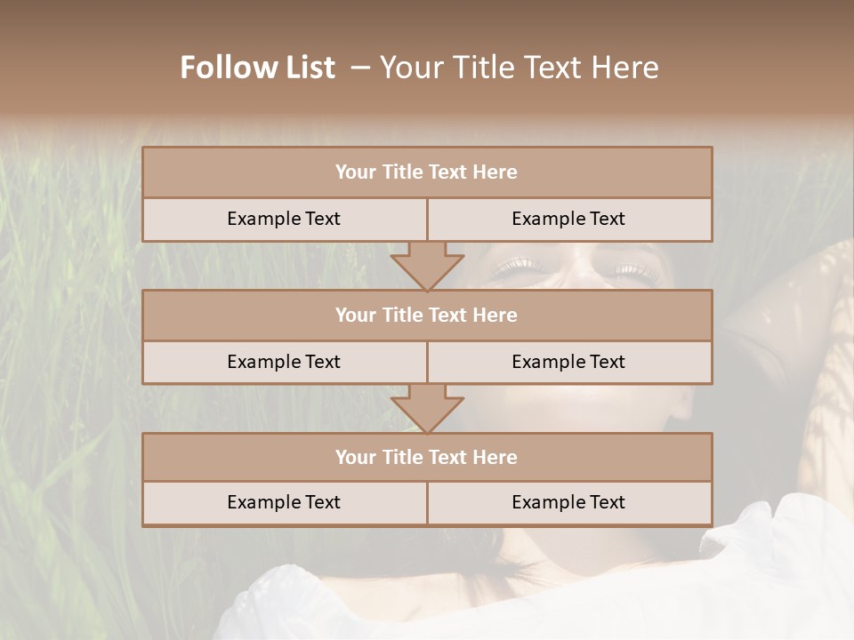 Beautiful Girl Lying Down Of Grass. Copy Space PowerPoint Template