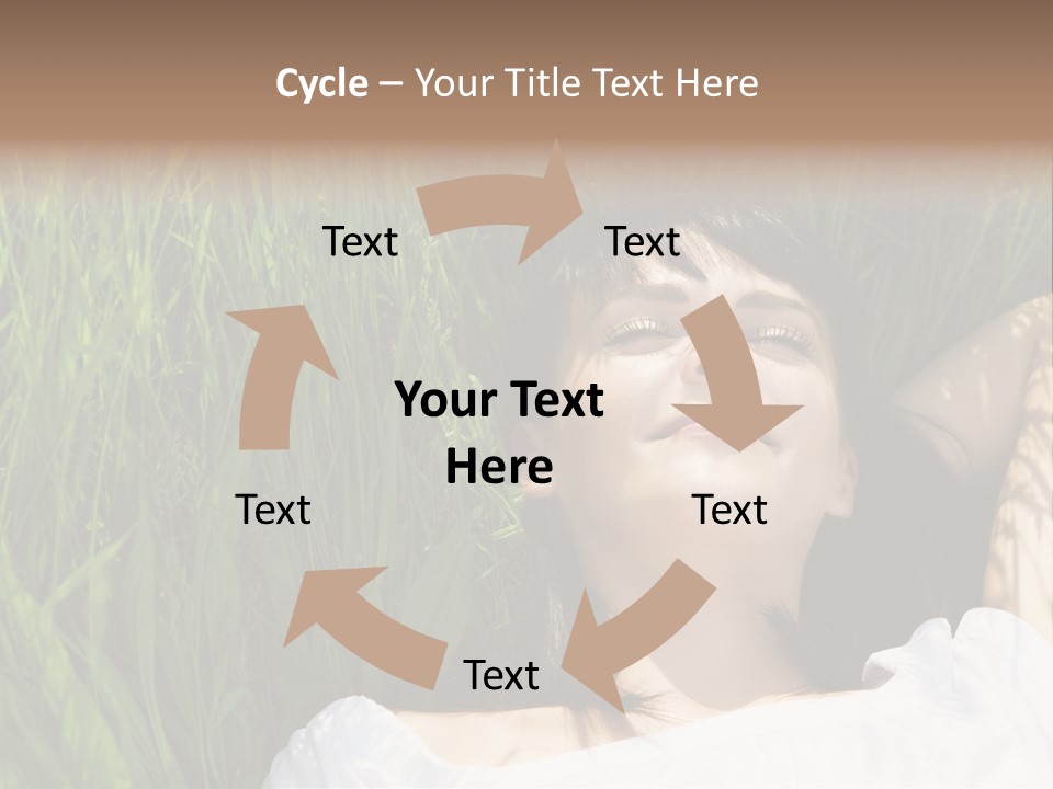 Beautiful Girl Lying Down Of Grass. Copy Space PowerPoint Template