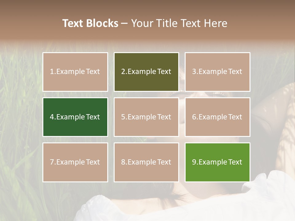 Beautiful Girl Lying Down Of Grass. Copy Space PowerPoint Template