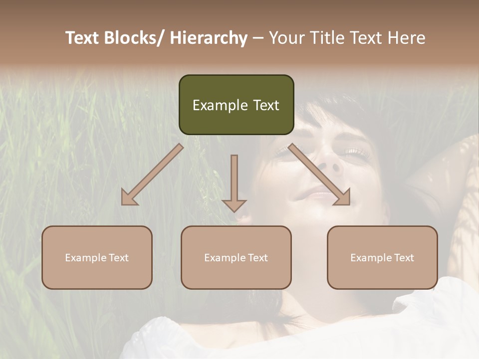 Beautiful Girl Lying Down Of Grass. Copy Space PowerPoint Template