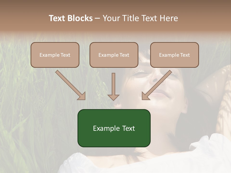 Beautiful Girl Lying Down Of Grass. Copy Space PowerPoint Template