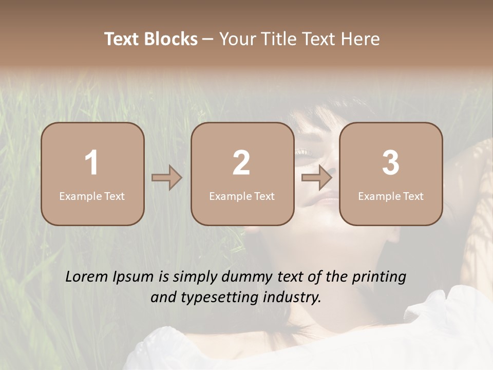 Beautiful Girl Lying Down Of Grass. Copy Space PowerPoint Template