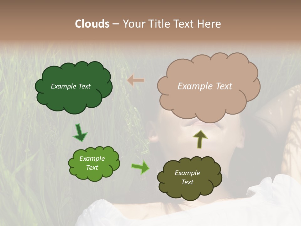 Beautiful Girl Lying Down Of Grass. Copy Space PowerPoint Template