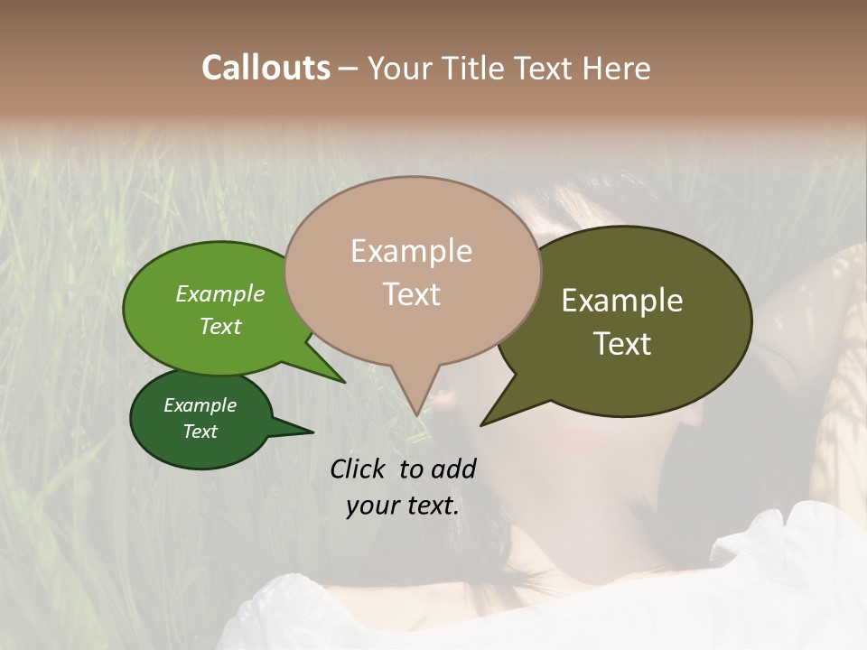 Beautiful Girl Lying Down Of Grass. Copy Space PowerPoint Template