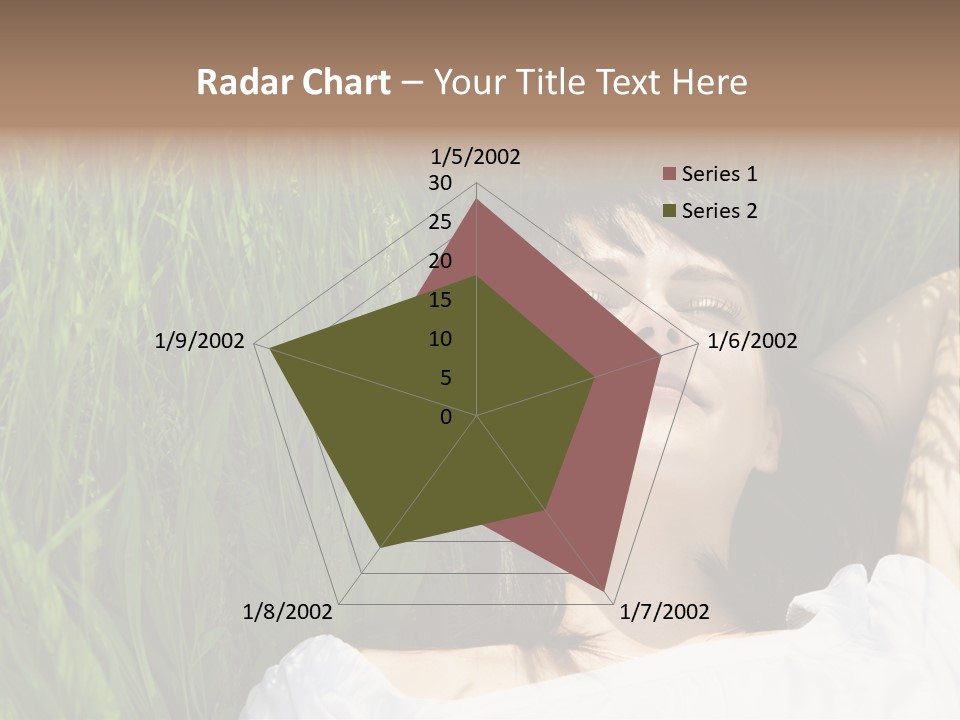 Beautiful Girl Lying Down Of Grass. Copy Space PowerPoint Template