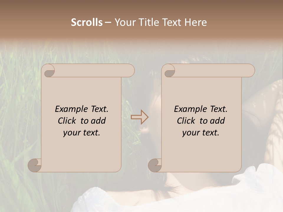 Beautiful Girl Lying Down Of Grass. Copy Space PowerPoint Template