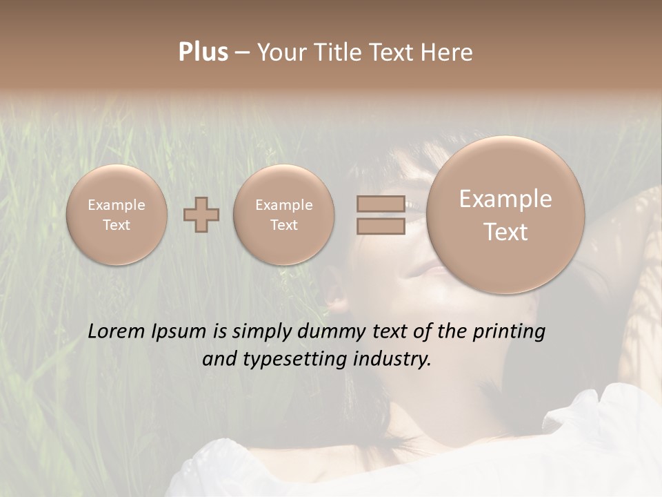 Beautiful Girl Lying Down Of Grass. Copy Space PowerPoint Template