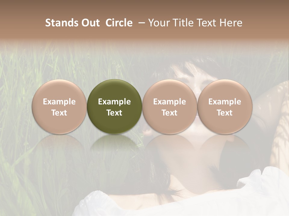 Beautiful Girl Lying Down Of Grass. Copy Space PowerPoint Template