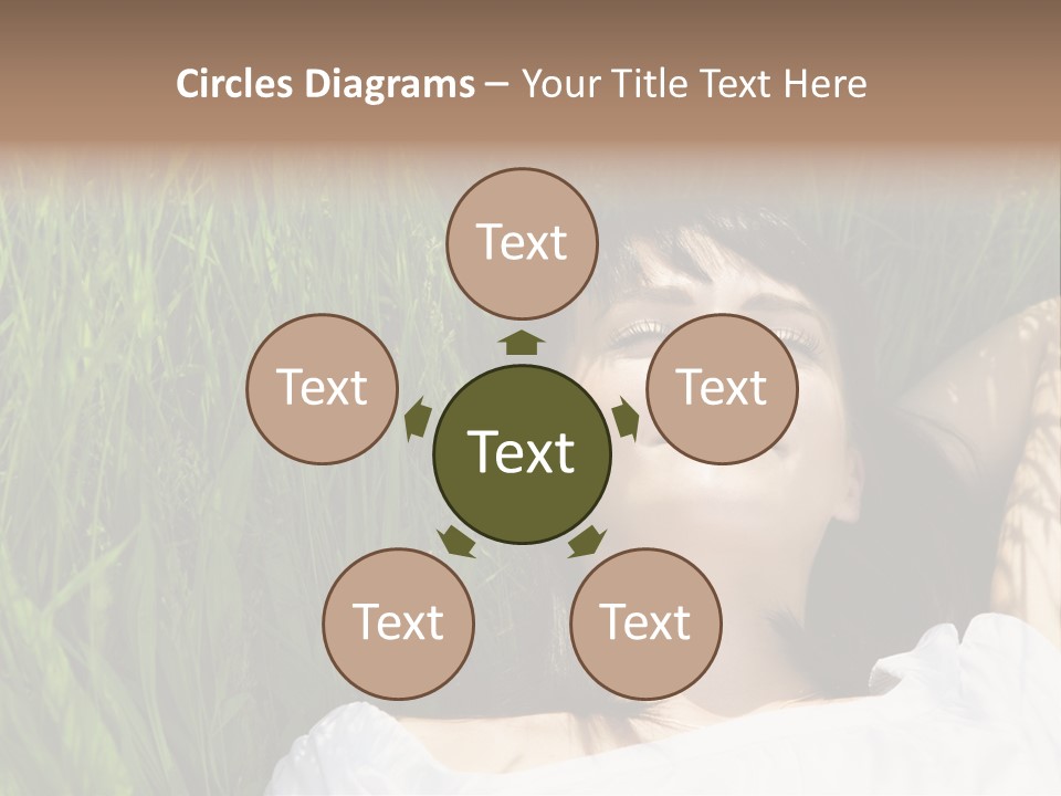 Beautiful Girl Lying Down Of Grass. Copy Space PowerPoint Template