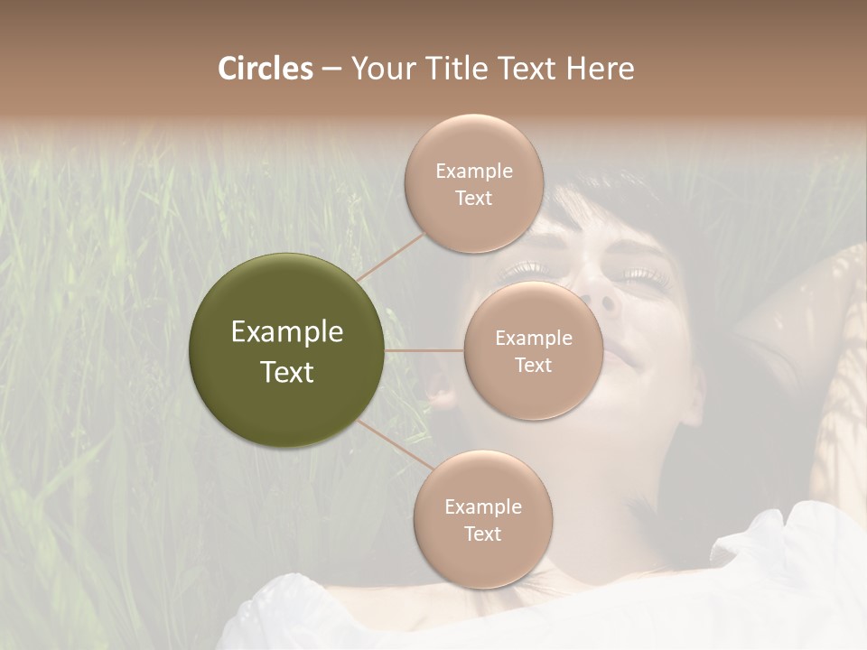 Beautiful Girl Lying Down Of Grass. Copy Space PowerPoint Template