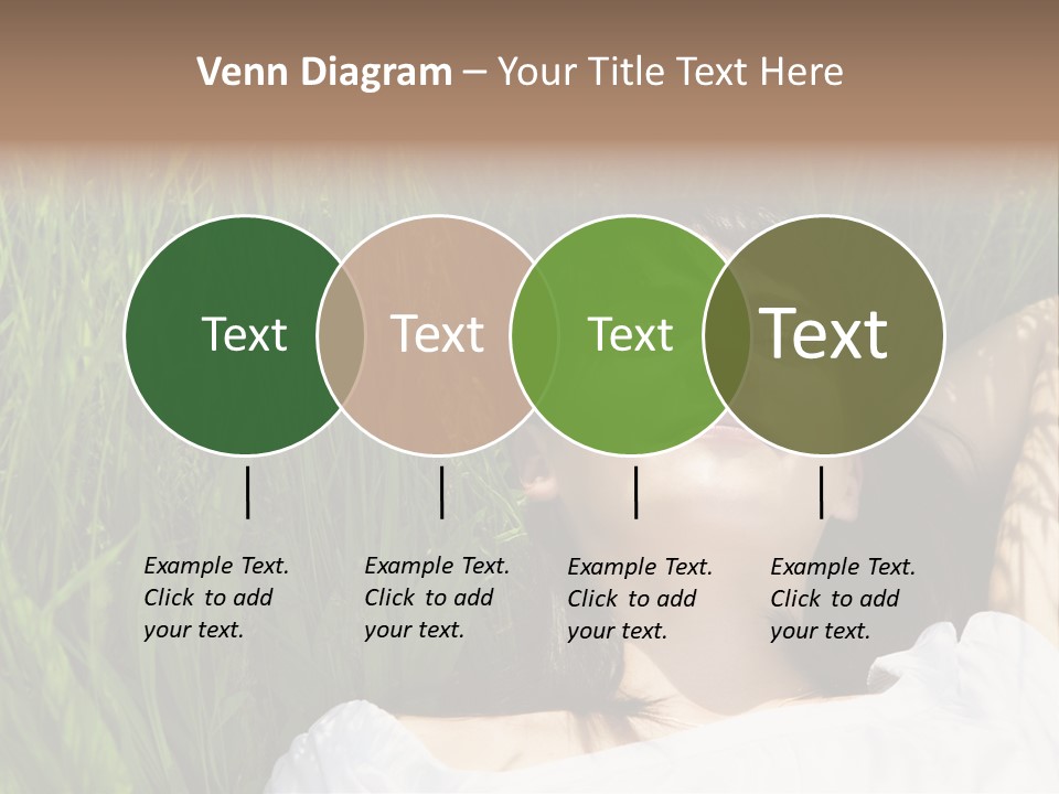 Beautiful Girl Lying Down Of Grass. Copy Space PowerPoint Template