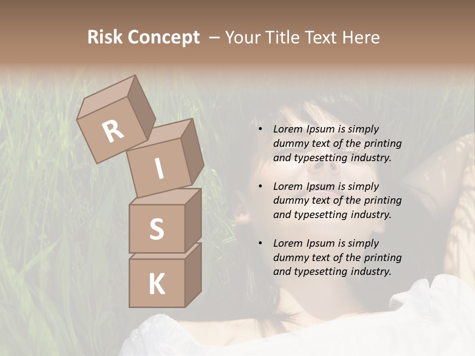 Beautiful Girl Lying Down Of Grass. Copy Space PowerPoint Template