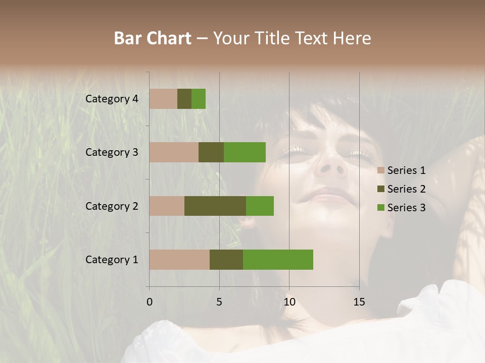 Beautiful Girl Lying Down Of Grass. Copy Space PowerPoint Template