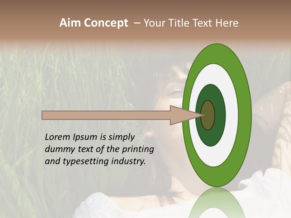 Beautiful Girl Lying Down Of Grass. Copy Space PowerPoint Template