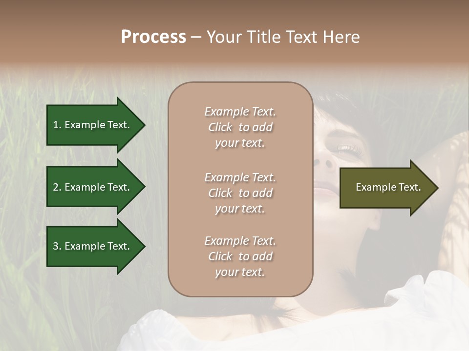Beautiful Girl Lying Down Of Grass. Copy Space PowerPoint Template