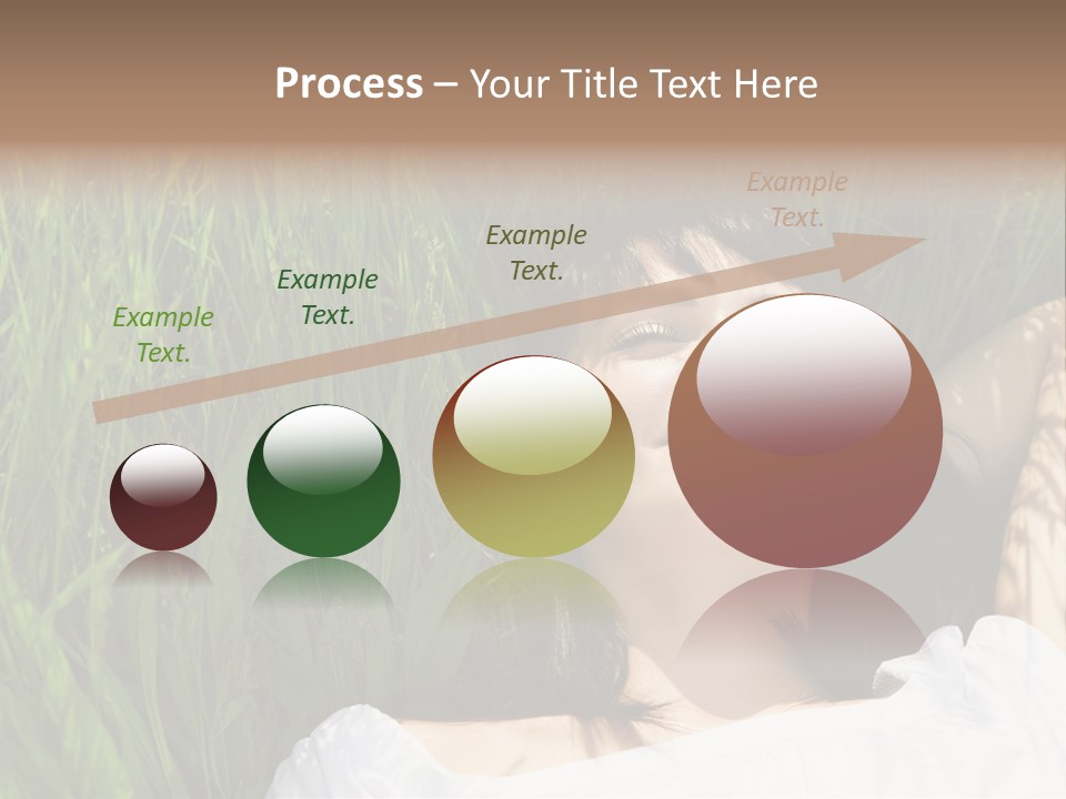 Beautiful Girl Lying Down Of Grass. Copy Space PowerPoint Template