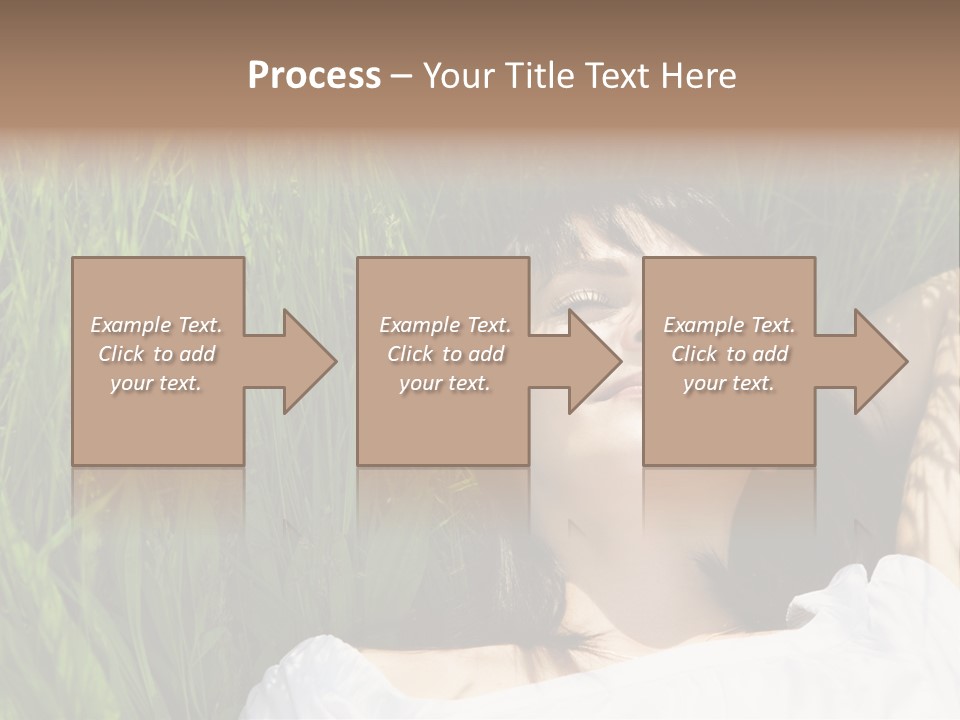 Beautiful Girl Lying Down Of Grass. Copy Space PowerPoint Template