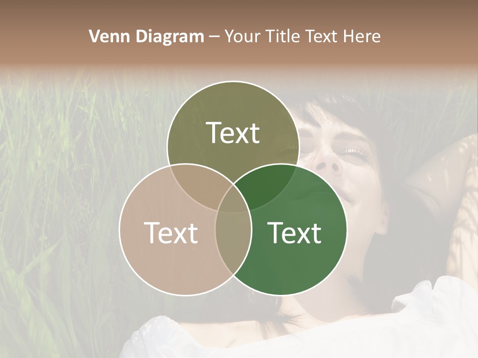 Beautiful Girl Lying Down Of Grass. Copy Space PowerPoint Template