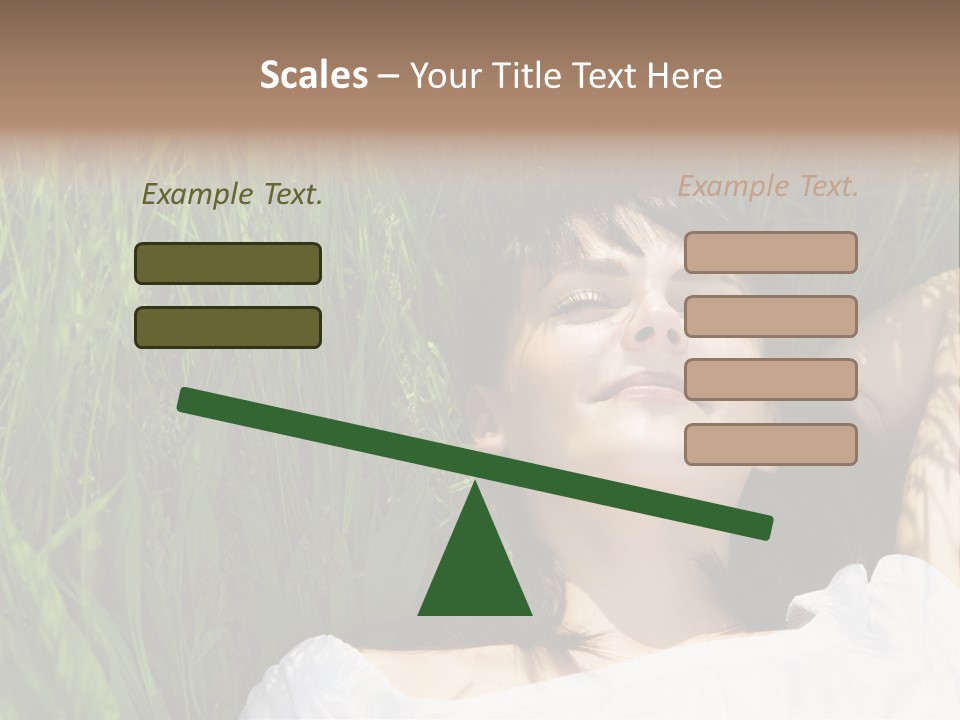 Beautiful Girl Lying Down Of Grass. Copy Space PowerPoint Template