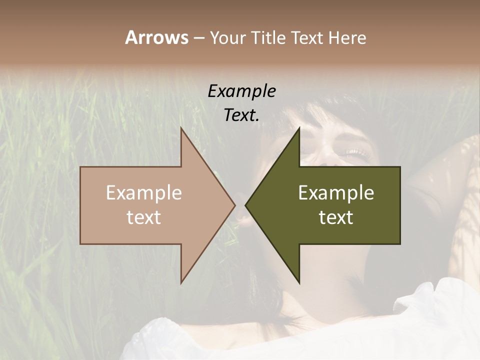 Beautiful Girl Lying Down Of Grass. Copy Space PowerPoint Template