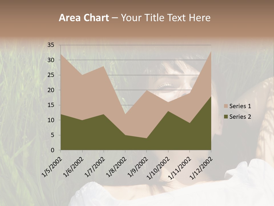 Beautiful Girl Lying Down Of Grass. Copy Space PowerPoint Template