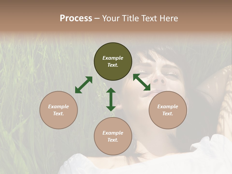 Beautiful Girl Lying Down Of Grass. Copy Space PowerPoint Template