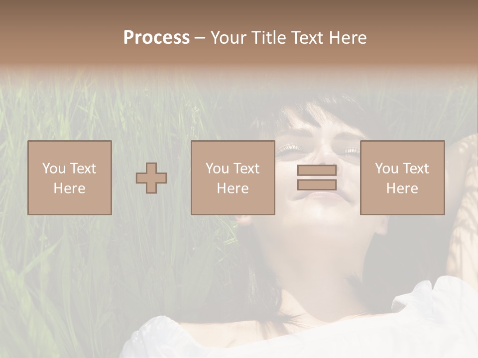 Beautiful Girl Lying Down Of Grass. Copy Space PowerPoint Template