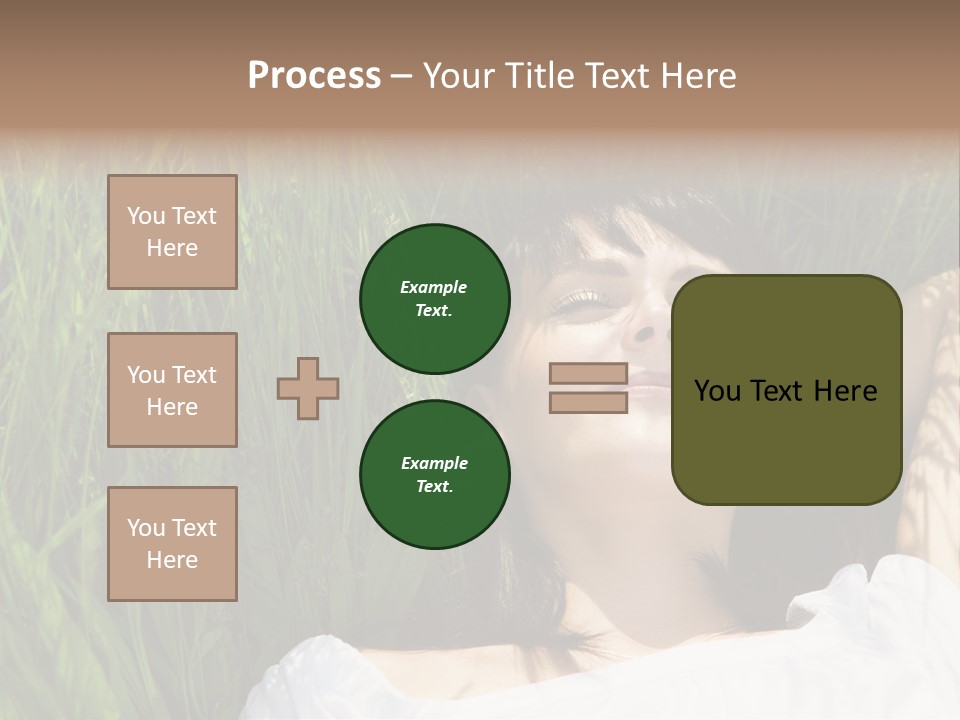 Beautiful Girl Lying Down Of Grass. Copy Space PowerPoint Template
