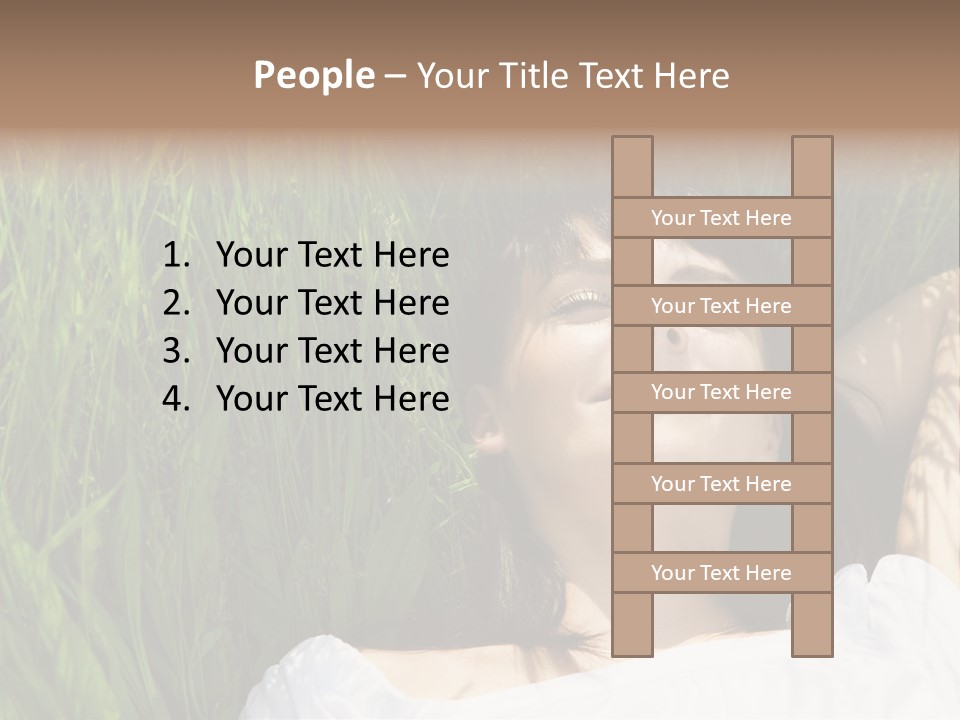 Beautiful Girl Lying Down Of Grass. Copy Space PowerPoint Template