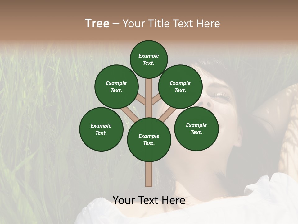 Beautiful Girl Lying Down Of Grass. Copy Space PowerPoint Template