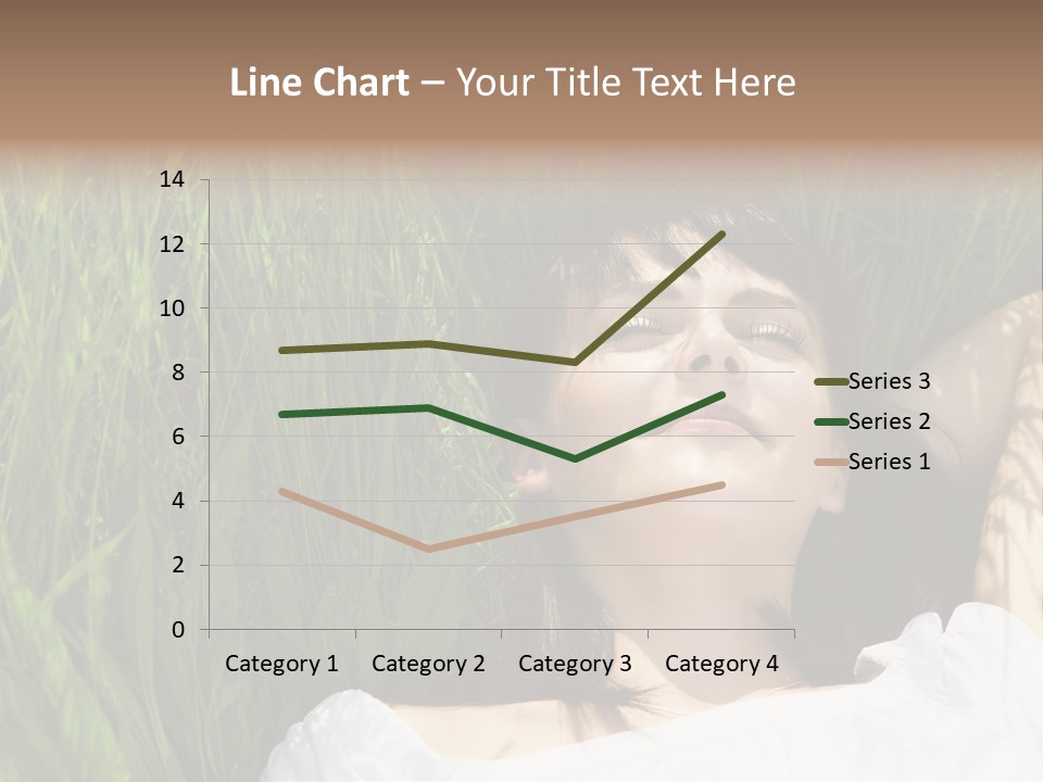 Beautiful Girl Lying Down Of Grass. Copy Space PowerPoint Template