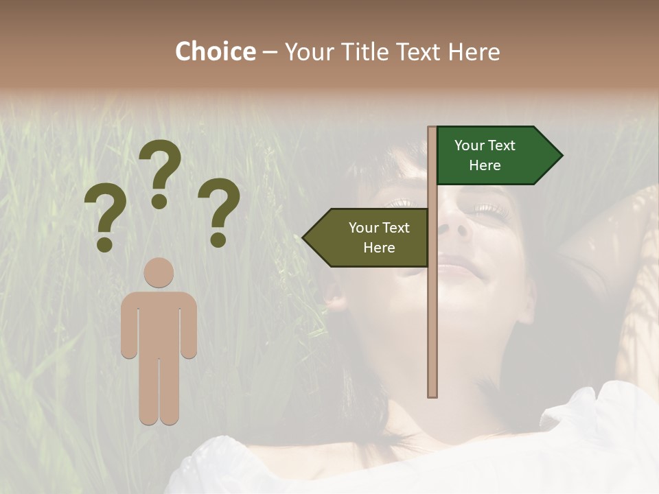 Beautiful Girl Lying Down Of Grass. Copy Space PowerPoint Template