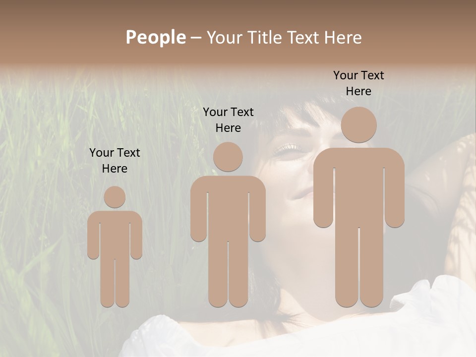 Beautiful Girl Lying Down Of Grass. Copy Space PowerPoint Template