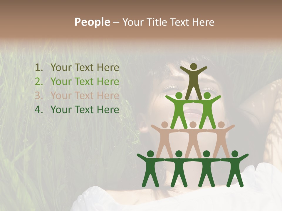 Beautiful Girl Lying Down Of Grass. Copy Space PowerPoint Template