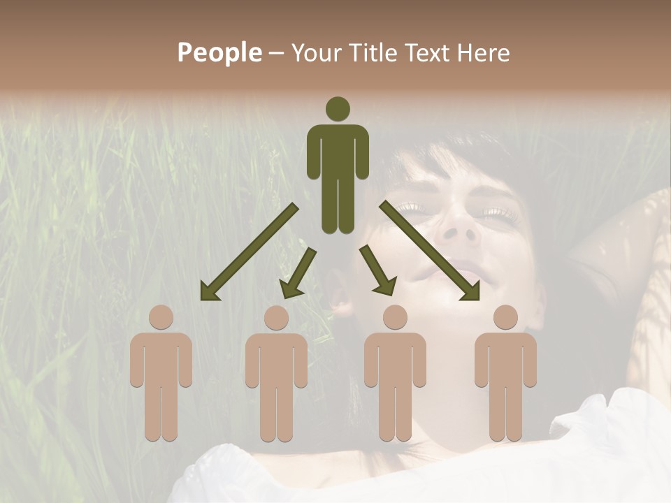 Beautiful Girl Lying Down Of Grass. Copy Space PowerPoint Template