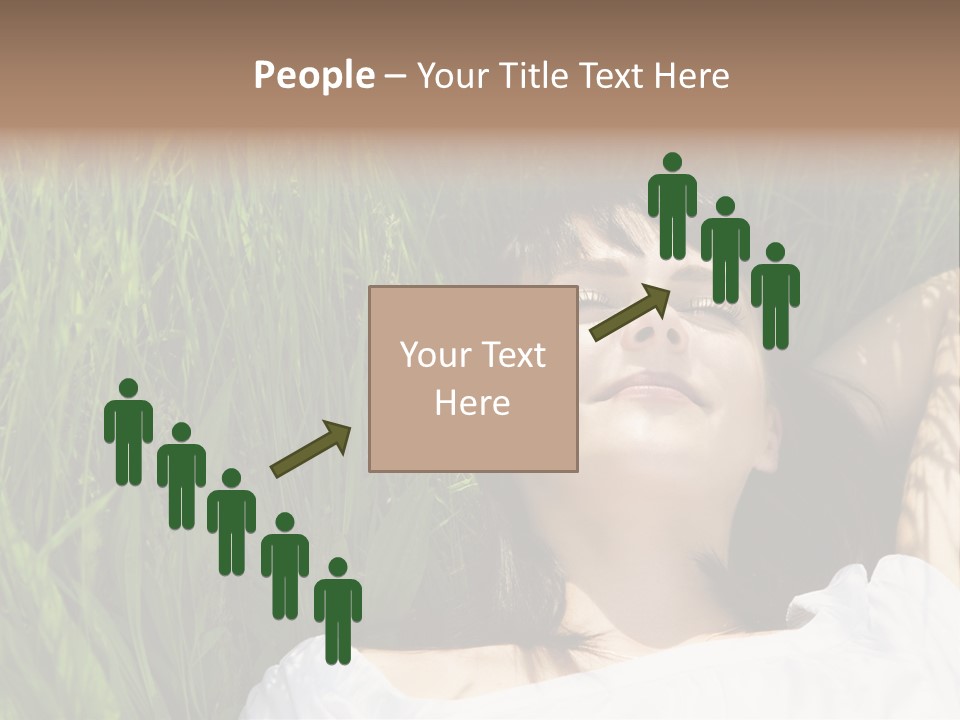 Beautiful Girl Lying Down Of Grass. Copy Space PowerPoint Template