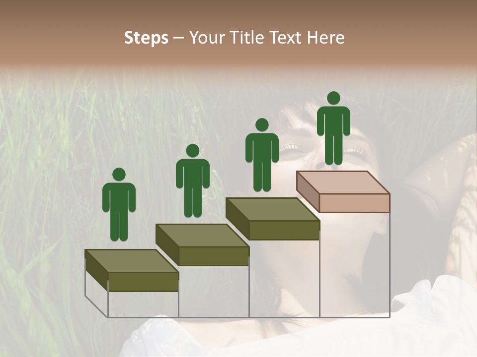 Beautiful Girl Lying Down Of Grass. Copy Space PowerPoint Template