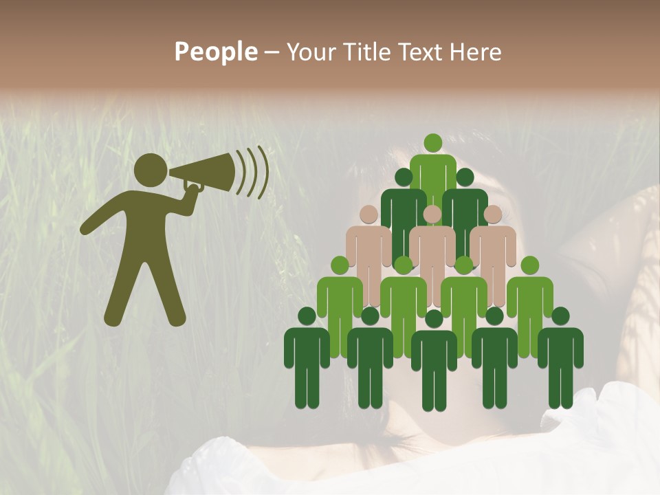 Beautiful Girl Lying Down Of Grass. Copy Space PowerPoint Template