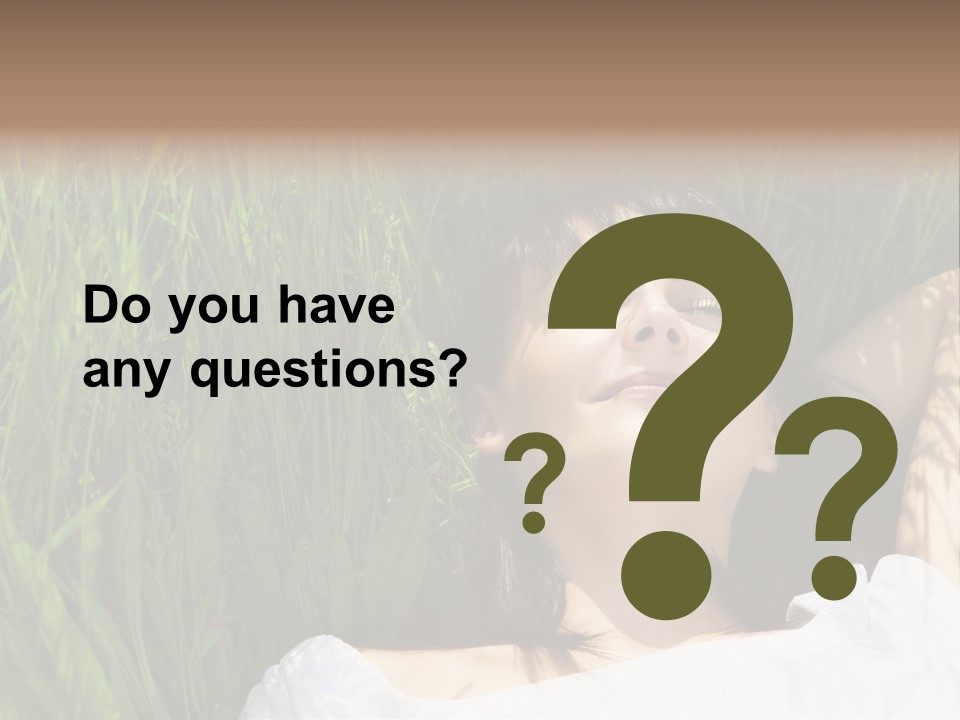 Beautiful Girl Lying Down Of Grass. Copy Space PowerPoint Template