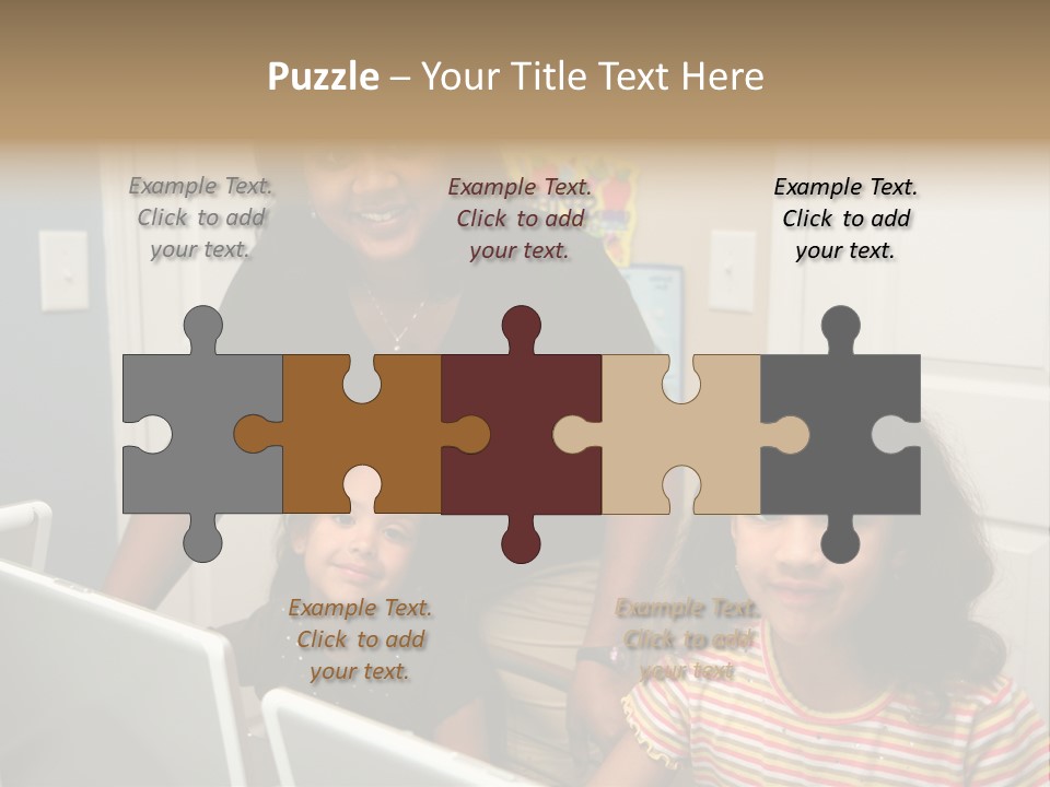 Children On Computers At School PowerPoint Template