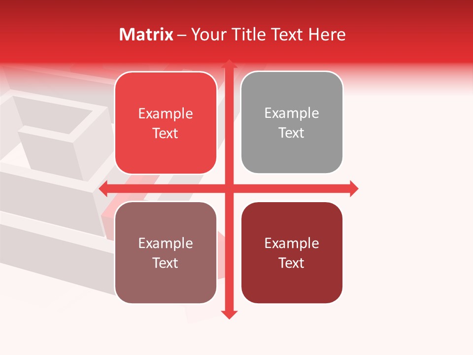 Red Arrow Leaving Gray Maze Against White Background PowerPoint Template