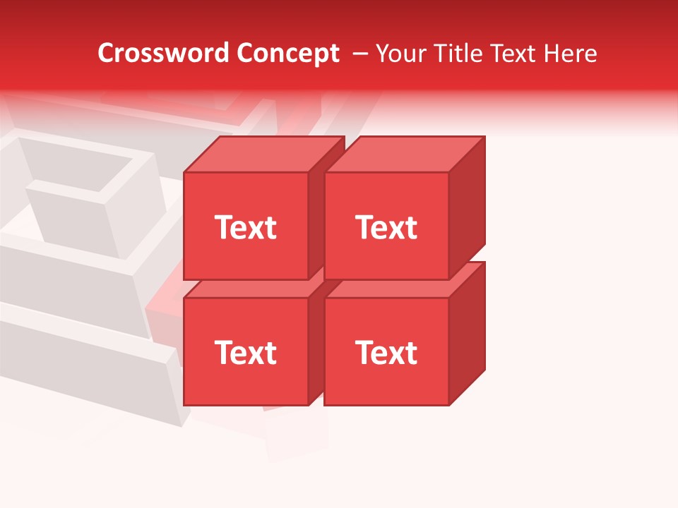 Red Arrow Leaving Gray Maze Against White Background PowerPoint Template