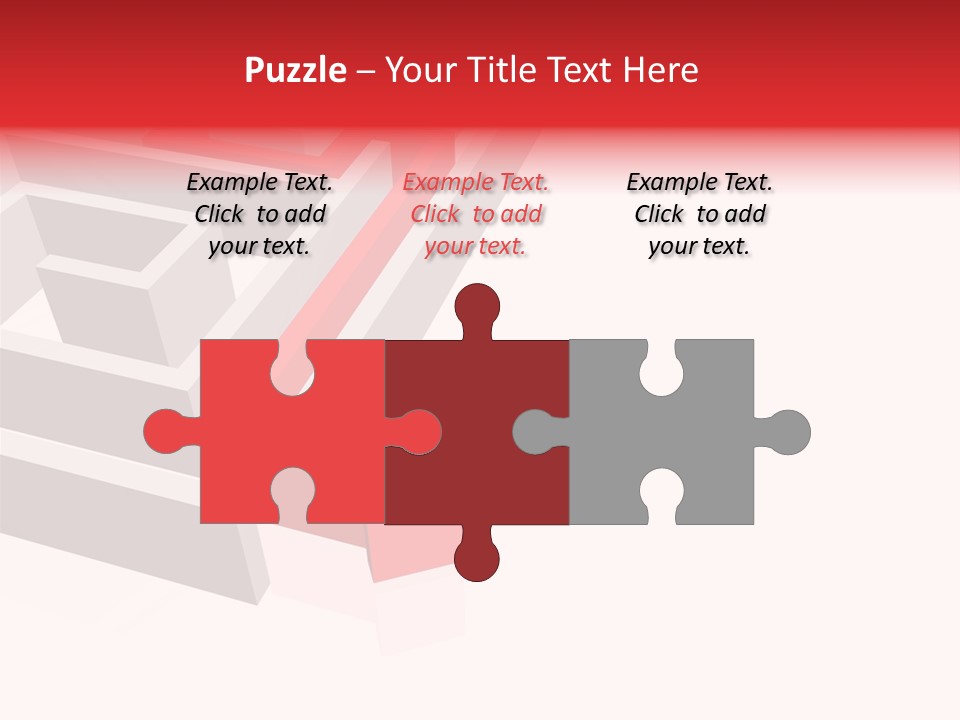 Red Arrow Leaving Gray Maze Against White Background PowerPoint Template