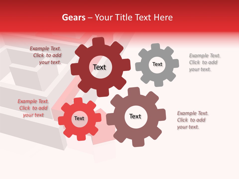 Red Arrow Leaving Gray Maze Against White Background PowerPoint Template